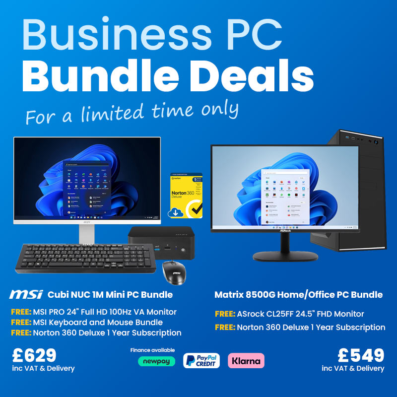 Powerful home and office PC bundles with Free accessories.