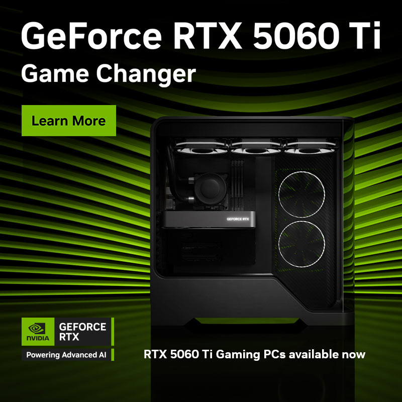 Game Changer. GeForce RTX 5060 Ti, powered by Blackwell and AI.