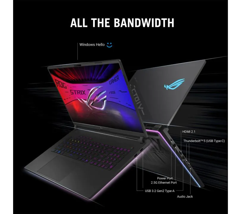 ASUS ROG Strix SCAR 18 G835 Intel Core Ultra 9 275HX 64 GB DDR5 RAM 4 TB SSD NVIDIA GeForce RTX 5090 24GB GDDR7 18" 2.5K Mini LED Wi-Fi 7 Windows 11 Pro - 11